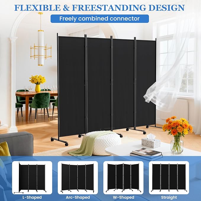 SUNALLY Room Divider 6FT Folding Privacy Screens - Image 4