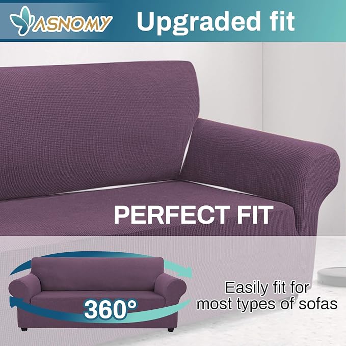 Asnomy Couch Covers for 3 Cushion Couch Stretch Sofa Covers Slipcovers - Image 4