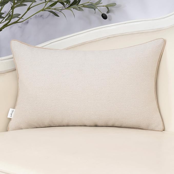 Yangest Neutral Floral Pillow Cover 12 x 20 Inches, Vintage Chenille Rectangle - Image 2