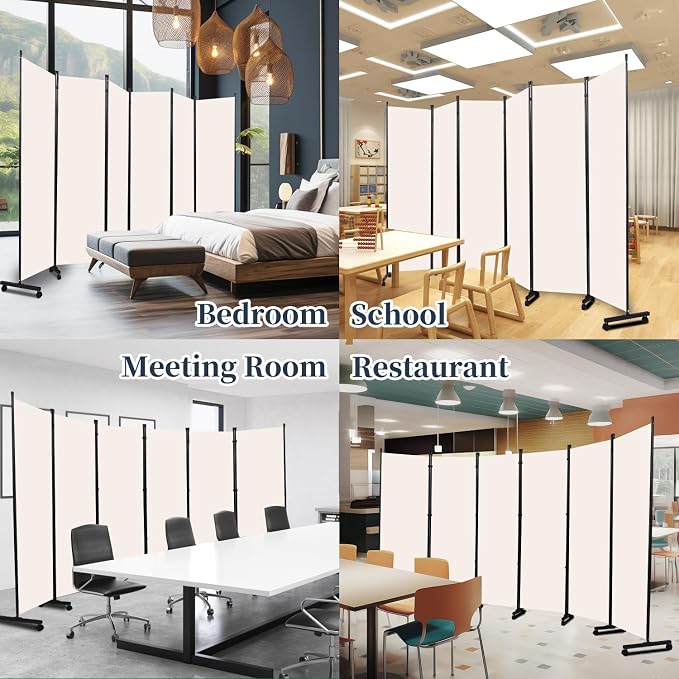 Room Divider Folding Privacy Screens W/Lockable Wheels - Image 7