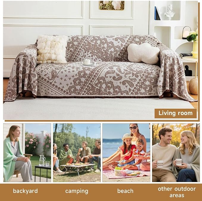 ROOMLIFE Brown Couch Covers for Sofa, Sofa Covers Washable Non Slip Furniture - Image 6