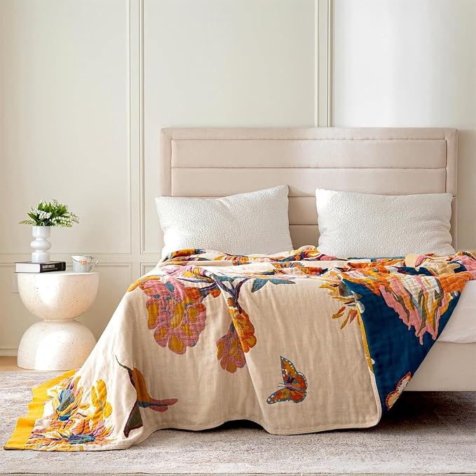 MSGKV Boho Throw Blanket Queen Size 90"x90" Cotton Blanket - Image 7