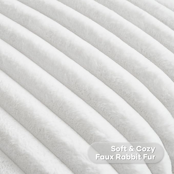 FUTEI White Decorative Throw Pillow Covers Set of 2, 20x20 Inch Soft Fluffy - Image 2