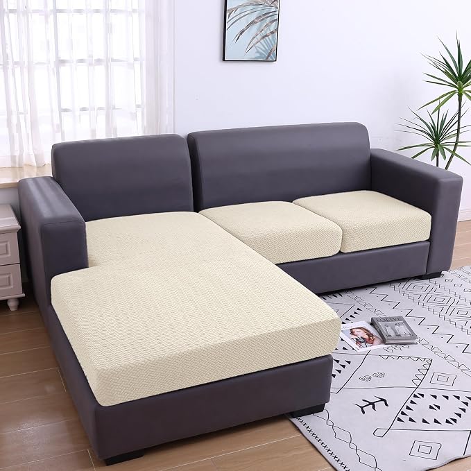 Smiry Waterproof Couch Cushion Covers, Stretch Jacquard Sectional Couch Covers - Image 5