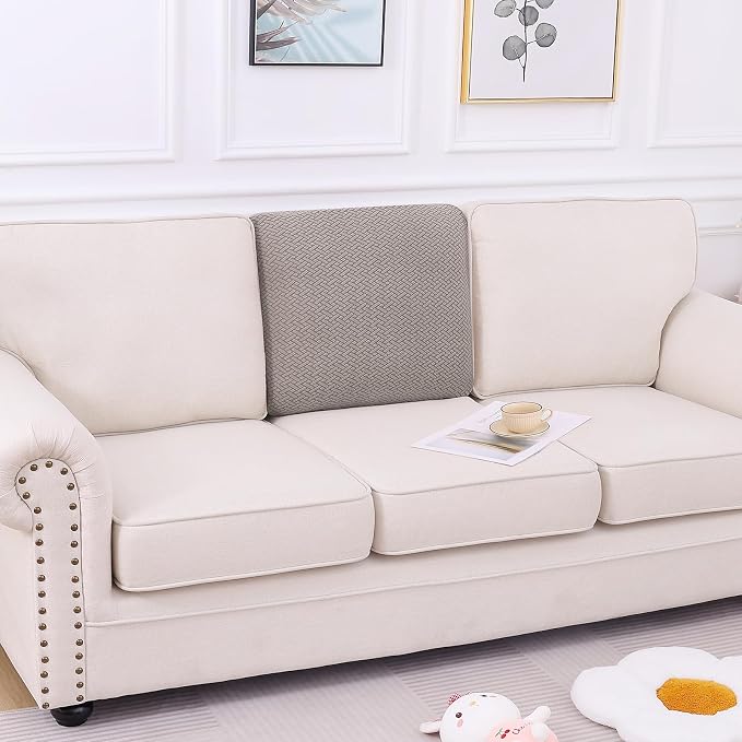 Smiry Waterproof Couch Cushion Covers, Stretch Jacquard Thick Sofa Cushion - Image 5
