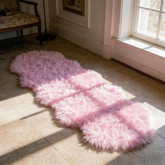 Ultra Soft Faux Fur Rug, Fluffy Shaggy 2 x 6 Ft Sheepskin Fur - Image 4