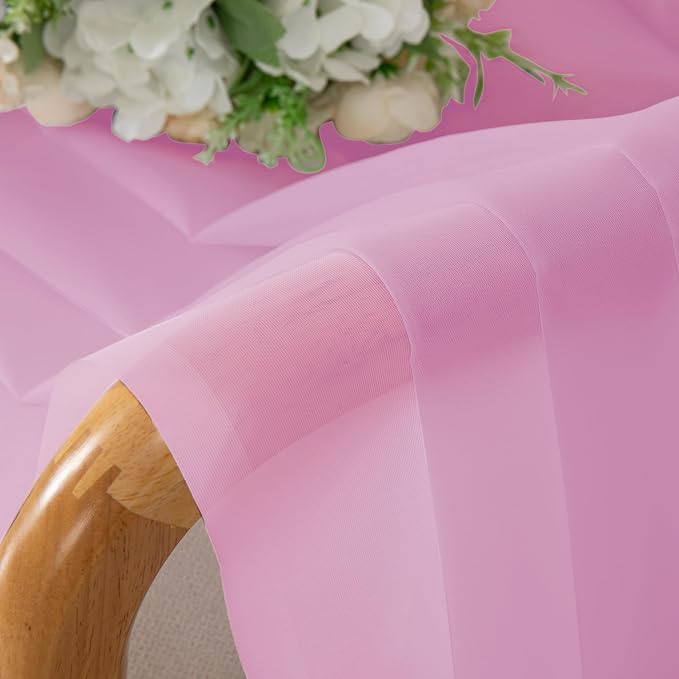 Chyhomenyc Pink Sheer Curtains 96 inches Long 2 Panels, Light Filtering Soft - Image 7