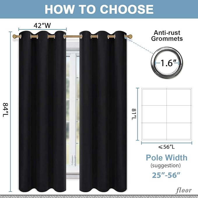 Diraysid Blackout Curtains for Bedroom Grommet Thermal Insulated Room Darkening - Image 6