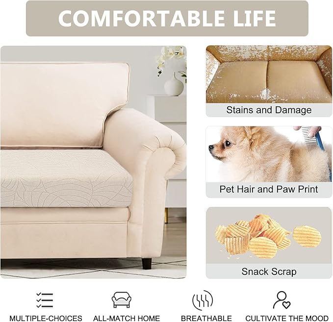 SearchI Stretch Jacquard Sofa Couch Cushion Covers Replacement Reversible - Image 4