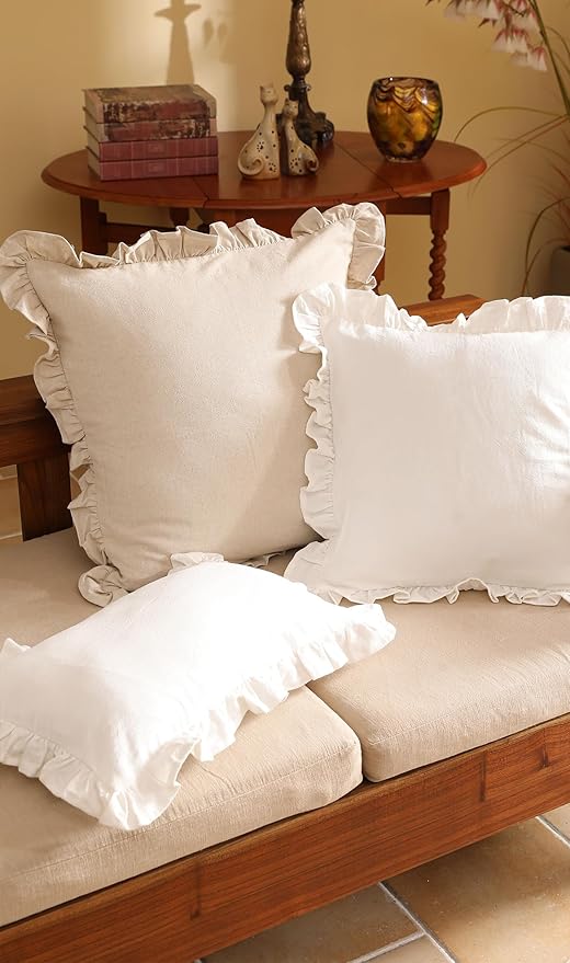 patdrea Shabby Chic White Decorative Throw Pillow Covers 12"x20" Set of 2 - Image 6
