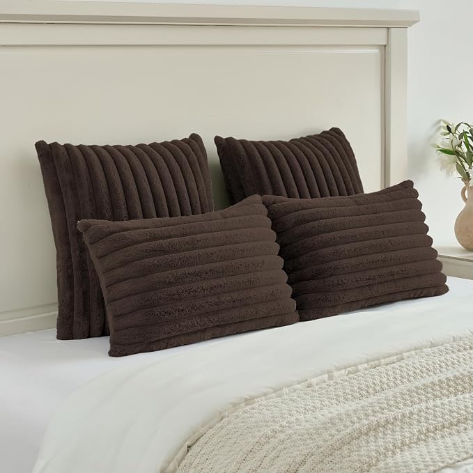 FUTEI Dark Coffee Decorative Throw Pillow Covers Set of 2, 22x22 Inch Soft - Image 5