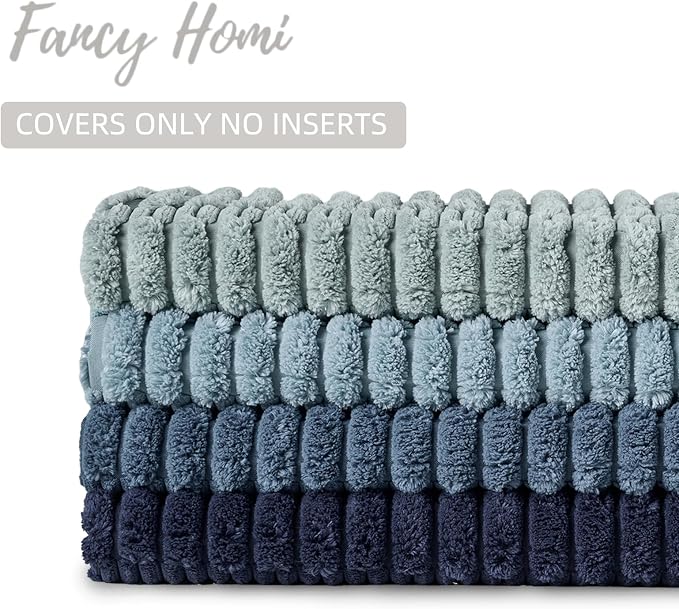 Fancy Homi Set of 4 Blue Long Lumbar Rectangle Decorative Throw Pillow Covers - Image 4