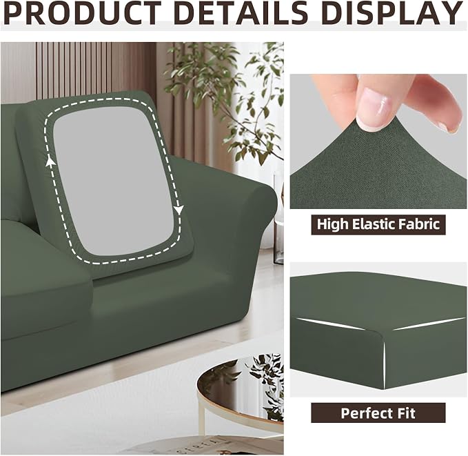 Easy-Going 5 Pieces Stretch Loveseat Cover Washable Loveseat Slipcover Set - Image 6