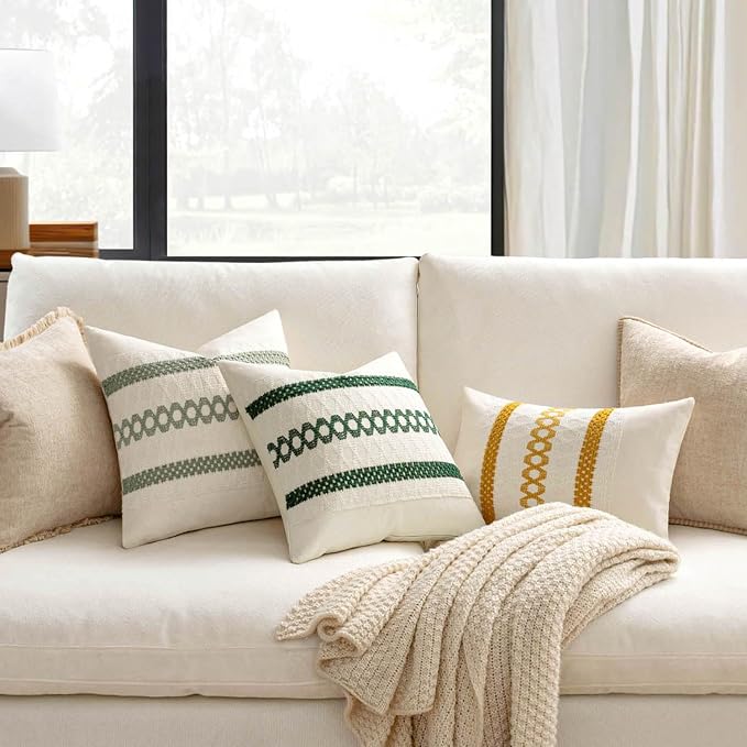 MIULEE Set of 2 Dark Green Boho Christmas Decorative Pillow Covers 20x20 Inch - Image 7