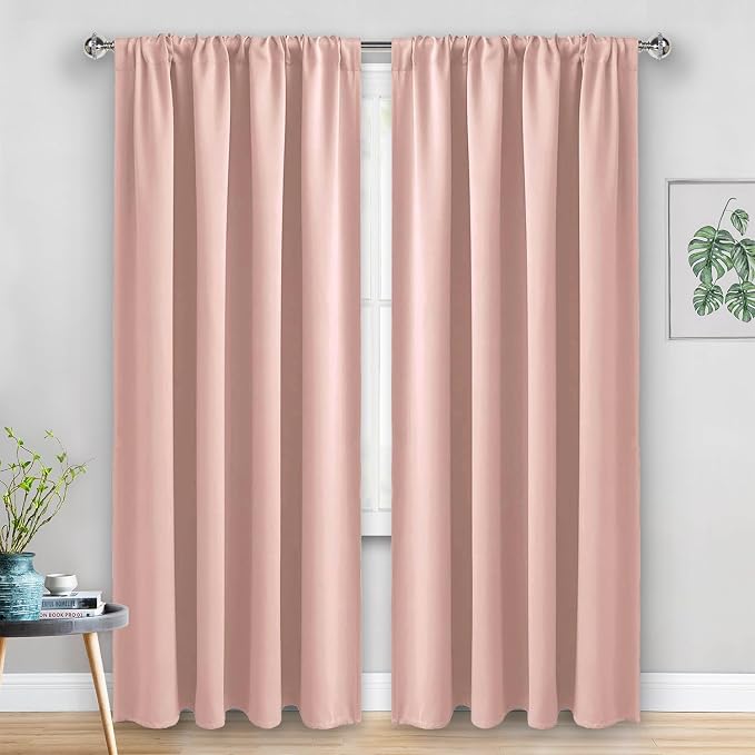 JIUZHEN Blush Pink Blackout Curtains - Image 2