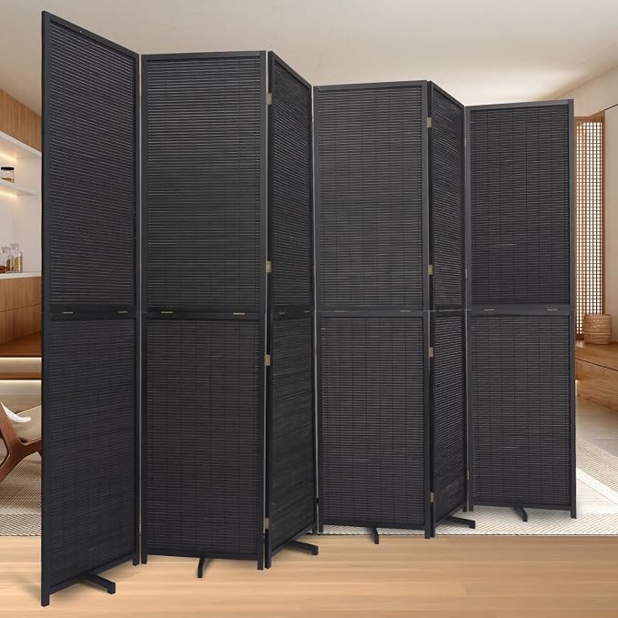 Room Divider Folding Privacy Screens, Hand-Made 67'' High Bamboo Room Dividers by HOMSCREENER
