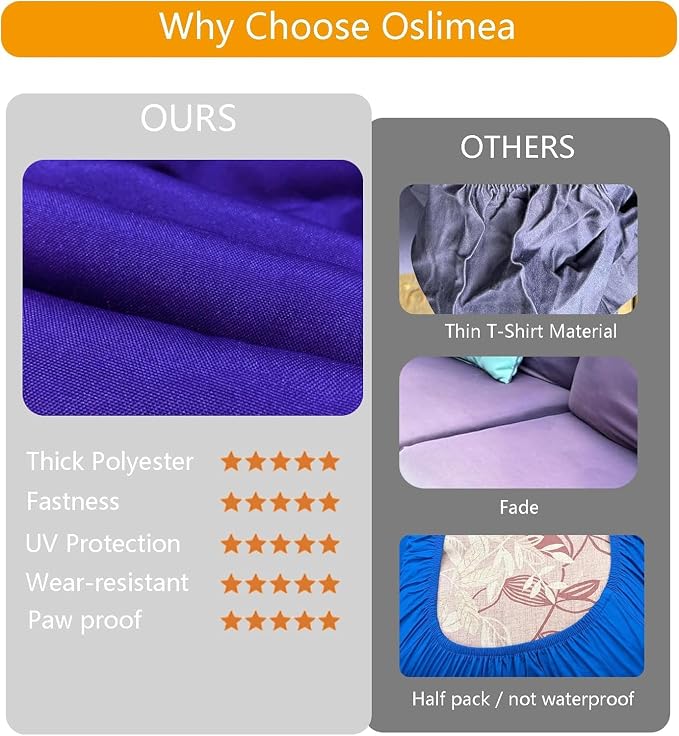 Oslimea Outdoor Cushion Cover 25x25x5 Waterproof Patio Cushion Seat Cover 4 - Image 9