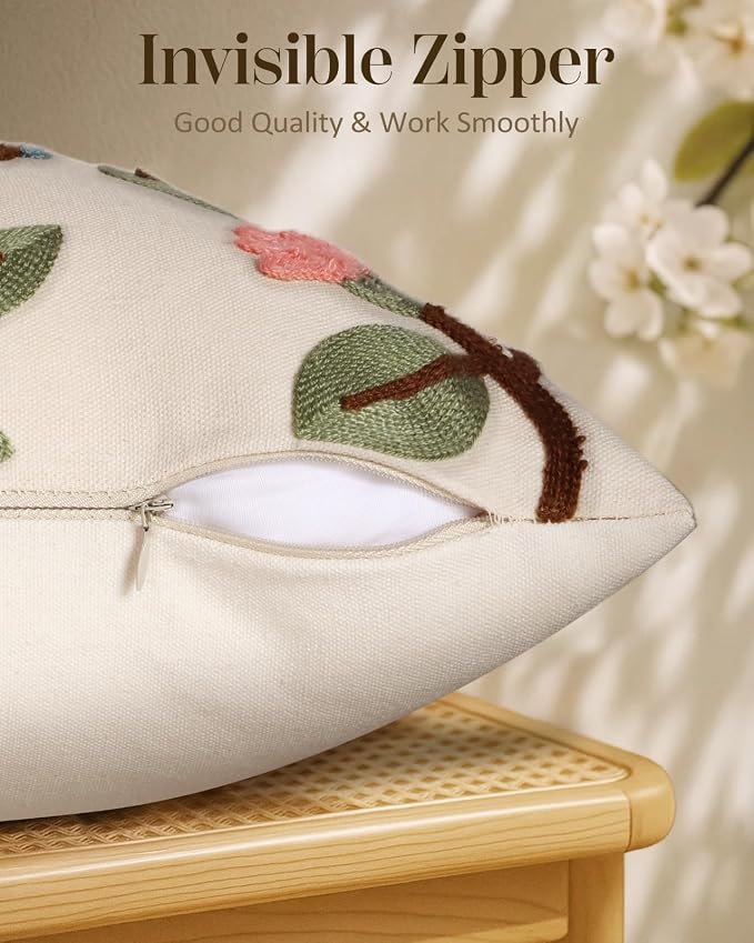 Embroidered Throw Pillow Cover 18x18 Inch - Image 3