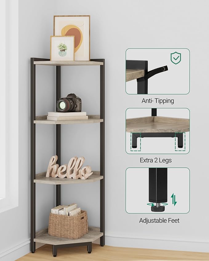 Hzuaneri Corner Shelf Stand, Corner Bookshelf, Storage Standing Shelf Unit - Image 3