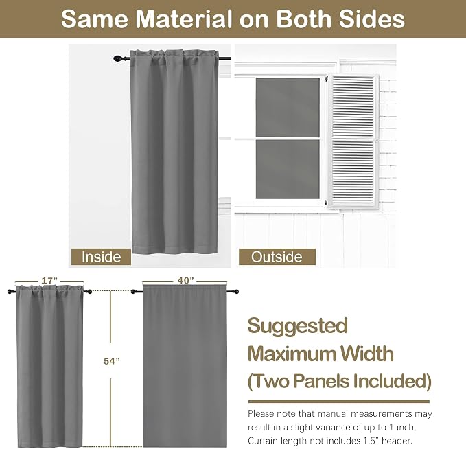 OVZME Grey Short Blackout Curtains - Image 2