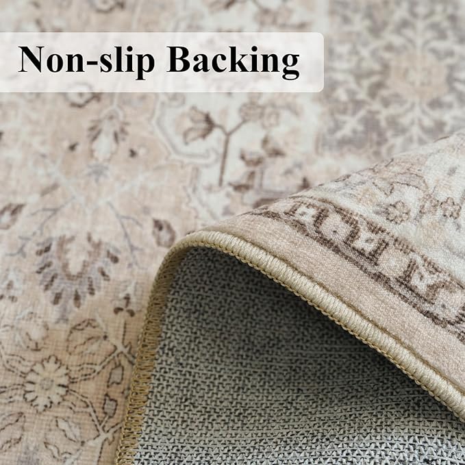 Washable 5x5 Square Area Rugs: Indoor Non-Slip Entryway Kitchen Rugs Oriental - Image 3