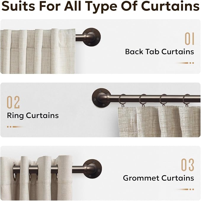 Zeerobee Curtain Rods for Windows 32 to 48, 1 Inch Industrial Wrap Around - Image 8