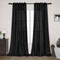 Nanspring Black Boho Curtains for Bedroom Back Tab Rod Pocket Semi Sheer Linen by Nanspring