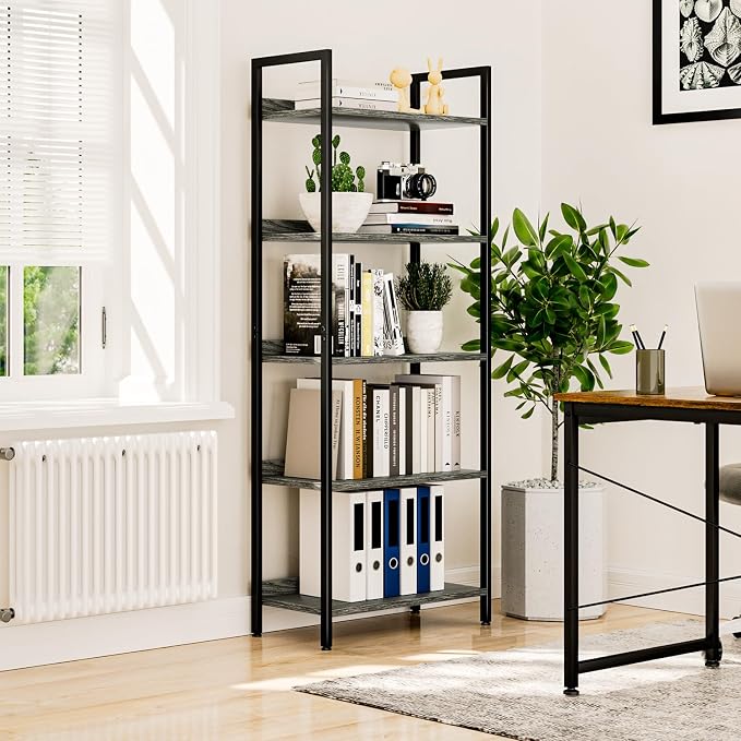 NUMENN Bookshelf, 5 Tier Bookshelves, Home Office Bookcase Shelf Storage - Image 4
