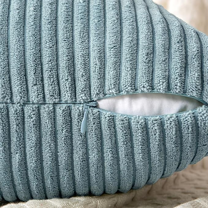 MIULEE Sky Blue Decorative Euro Sham Pillow Covers 24x24 Inch - Image 3