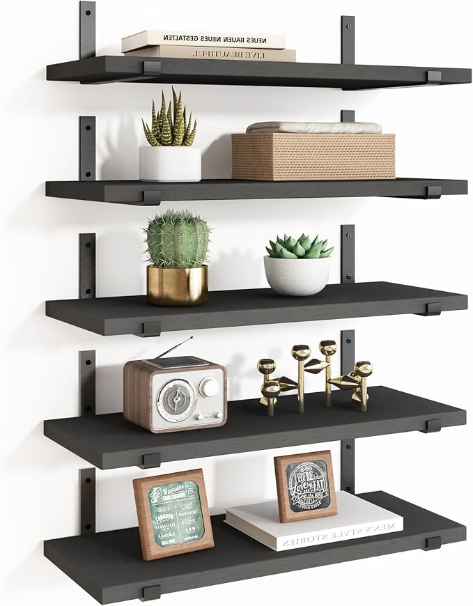 Fixwal Floating Shelves for Wall, Width 4.7 Inches Black Wall Shelves, Rustic by Fixwal