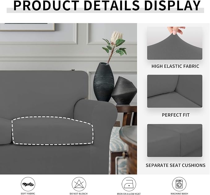 Easy-Going 3 Pieces Stretch Soft Couch Cover - Image 3