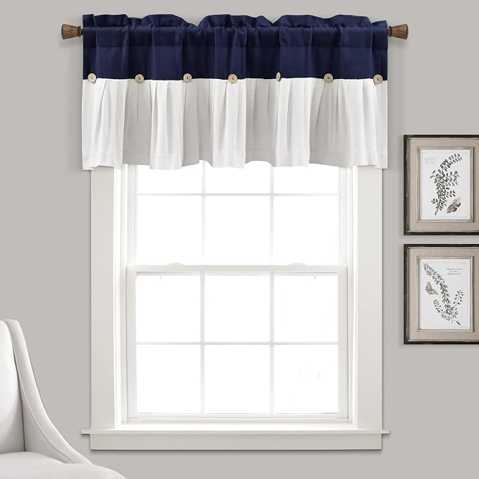 Lush Decor Linen Button Farmhouse Valance Curtians 52"W x 18"L Linen - Image 2