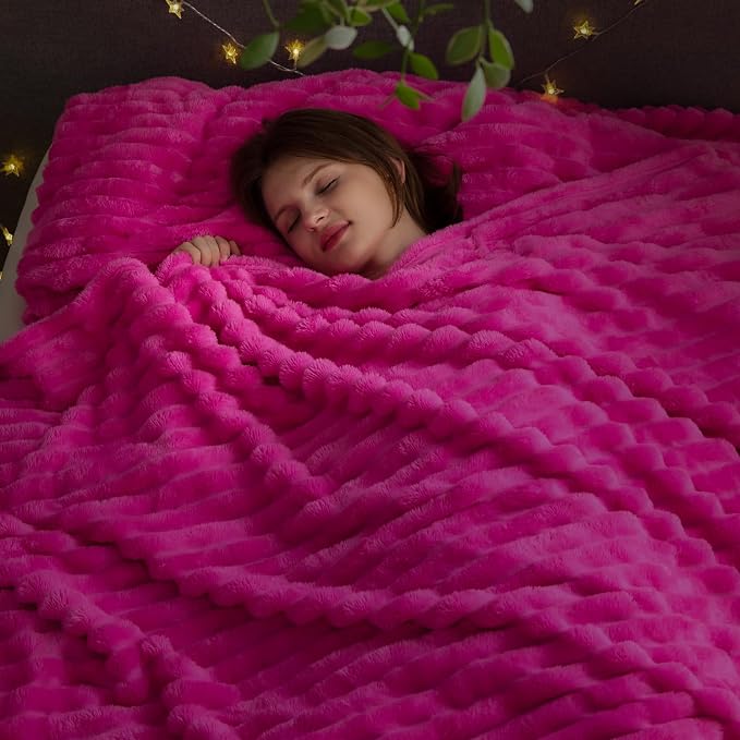 NEWCOSPLAY Super Soft King Blanket Hot Pink Premium Silky Flannel Fleece 3D - Image 2