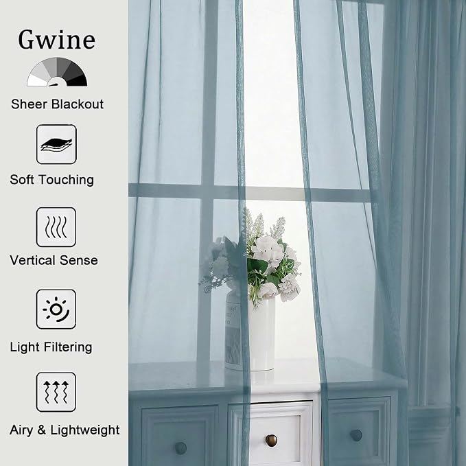 Gwine Short Kitchen Sheer Curtains 30 Inch Length - Image 4