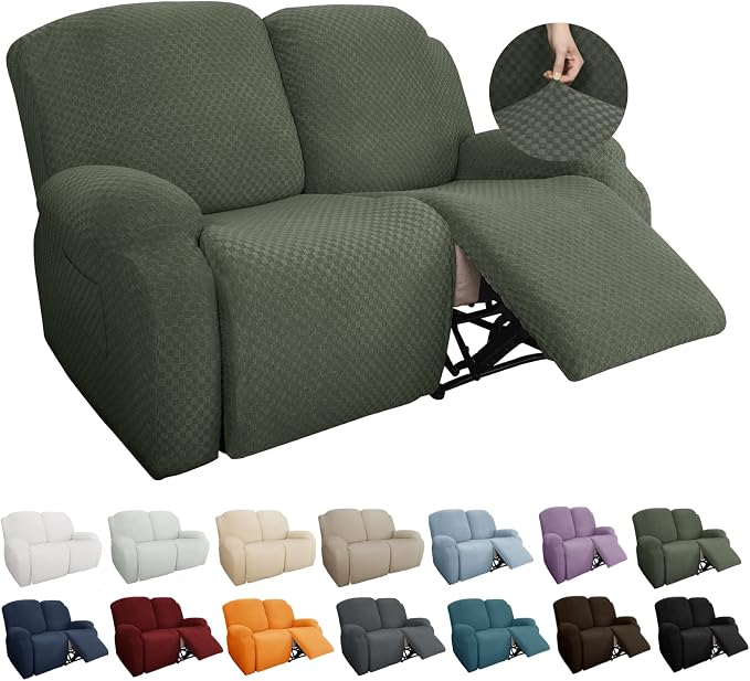 YEMYHOM 6 Pieces Stretch Loveseat Recliner Slipcover Jacquard Recliner Sofa by YEMYHOM