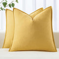 MIULEE Decorative Linen Euro Sham Pillow Covers 24x24 Yellow ​Boho Farmhouse​ by MIULEE