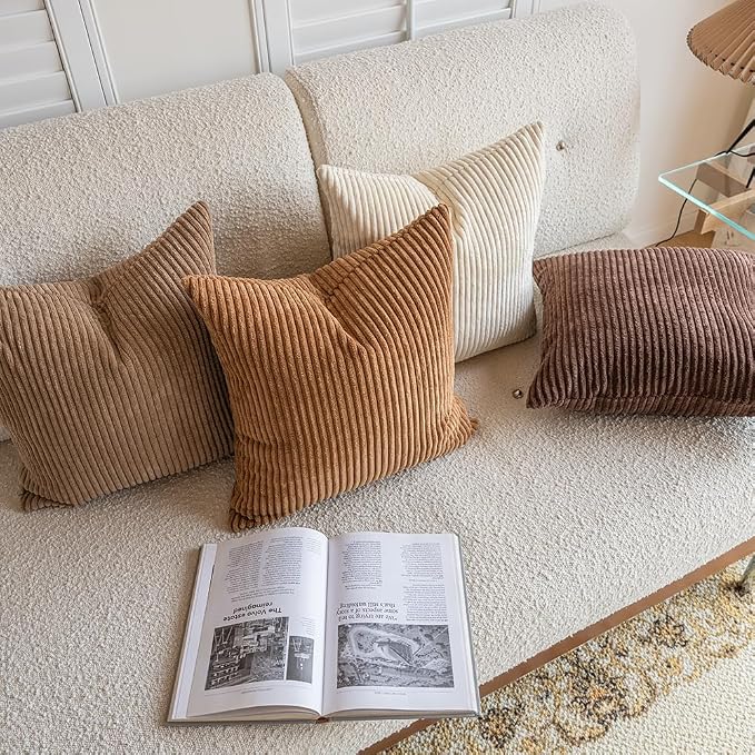 LANANAS Neutral Couch Throw Pillow Covers 20x20 Inch Set of 4 Decorative - Image 4