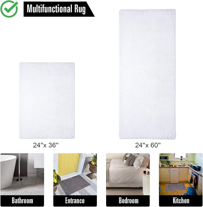 LOCHAS Luxury Bathroom Rug Shaggy Bath Mat 24 x 36 Inch, Washable Non Slip Bath - Image 7
