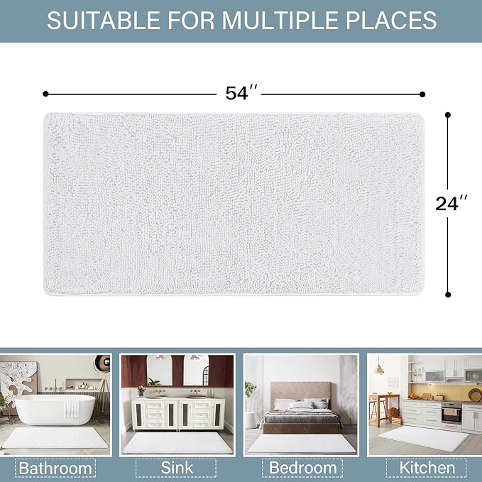LOCHAS Luxury Bathroom Rug Shaggy Bath Mat 24 x 54 Inch, Washable Non Slip Bath - Image 2