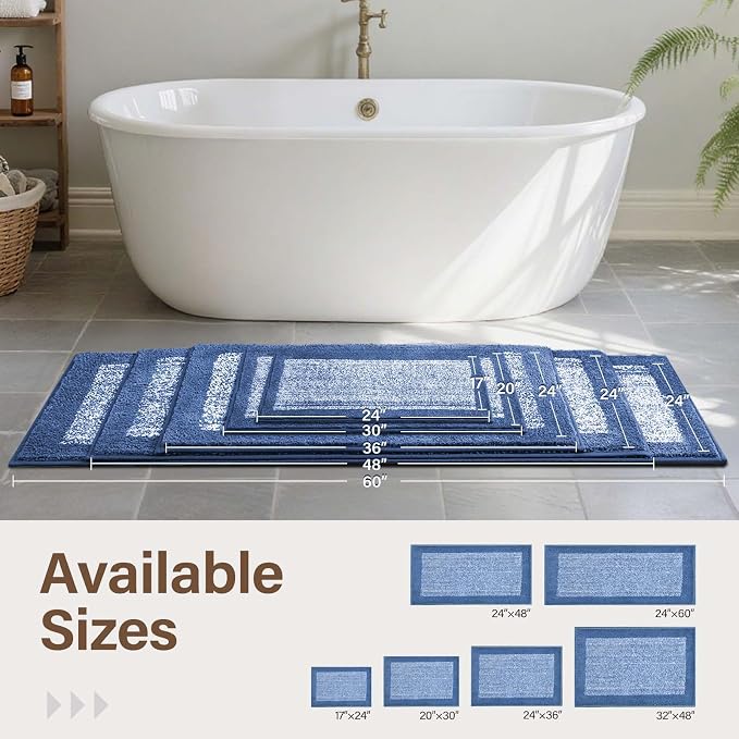 70x24 Long Bathroom Rugs Washable Non Slip, Soft Absorbent Quick Dry Mats - Image 6