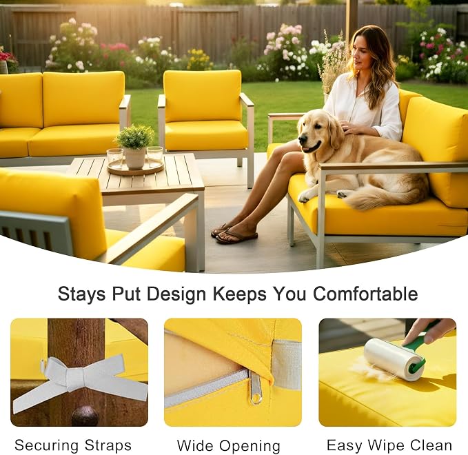 NettyPro Patio Chair Seat Cushion Covers Set 4, Waterproof Outdoor Furniture - Image 7