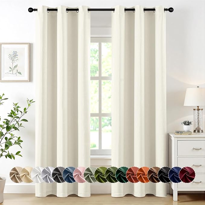 MIULEE Cream Blackout Curtains for Bedroom Living Room 84 Inches Long 2 Panels by MIULEE