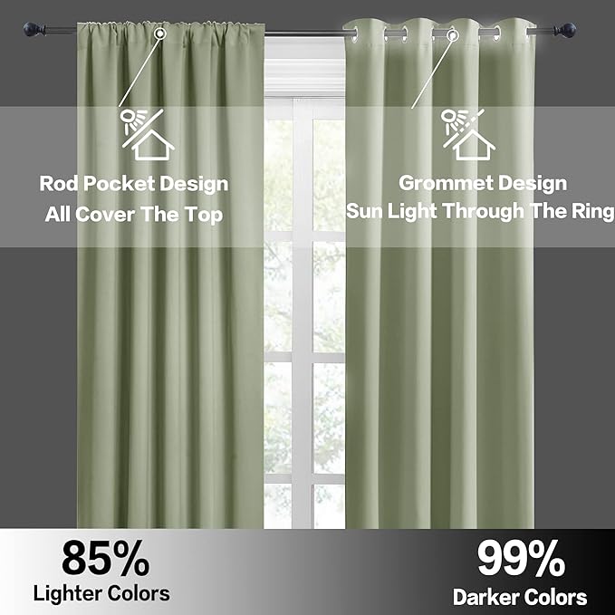 RYB HOME Blackout Curtains for Bedroom Living Room 72 inches Long, Thermal - Image 6
