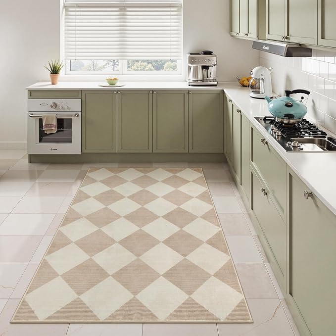 Beeiva Checkered Print 3x5 Washable Area Rug - Image 4