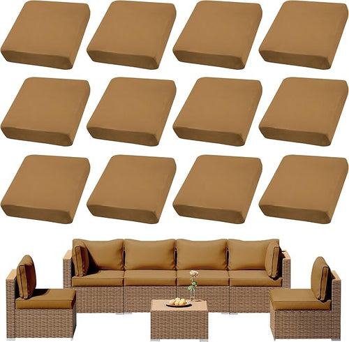 12Pcs Outdoor Cushion Covers, Patio Cushion Covers, Stretch Elastic Slipcovers by dreahoteztil
