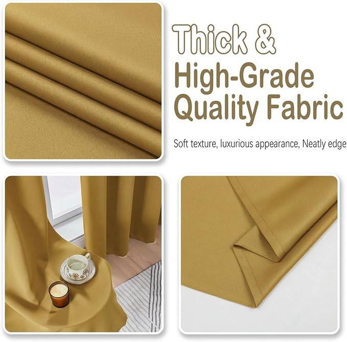 OVZME Bright Gold Blackout Curtains - Image 7