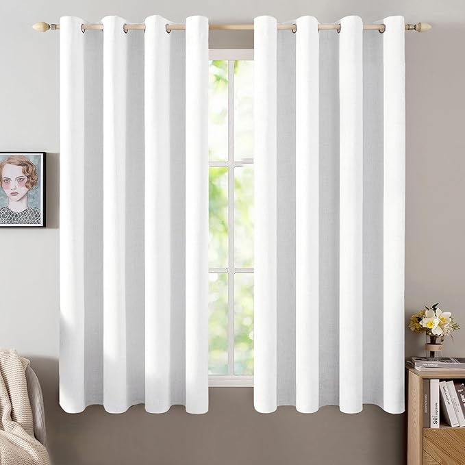MIULEE Linen Textured Curtains for Bedroom Solid 100% Blackout Thermal by MIULEE