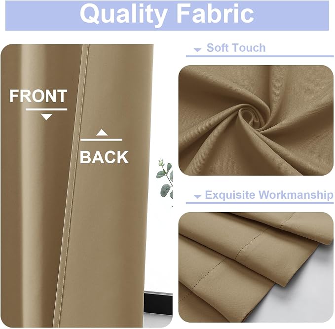 Simplebrand Ava Taupe Short 24 Inches Blackout Curtain 2 Panels Set, Half - Image 3
