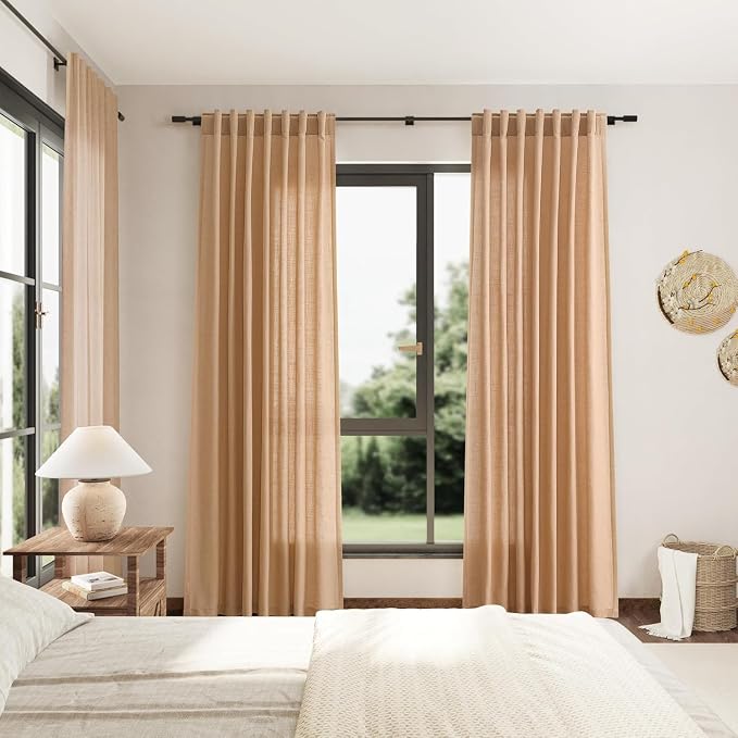 Nanspring Camel Linen Curtains for Living Room Extra Long 112 Inches Long Back - Image 7