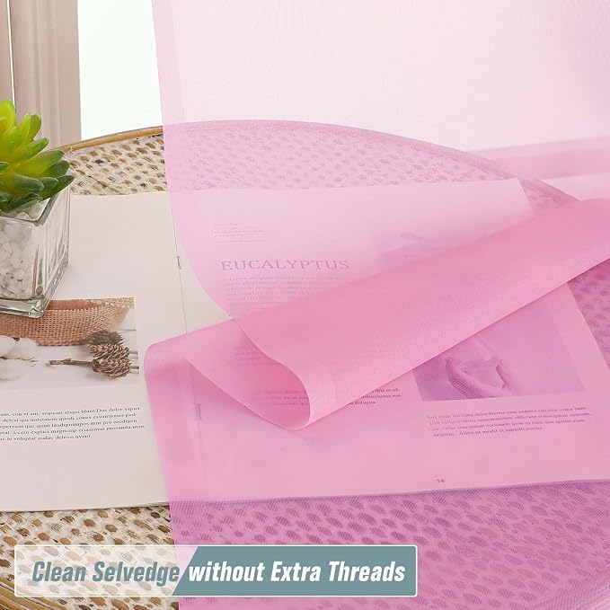 Light Pink Small Sheer Curtains 2 Panels Set, Kitchen Curtains 36 Inch Length - Image 5